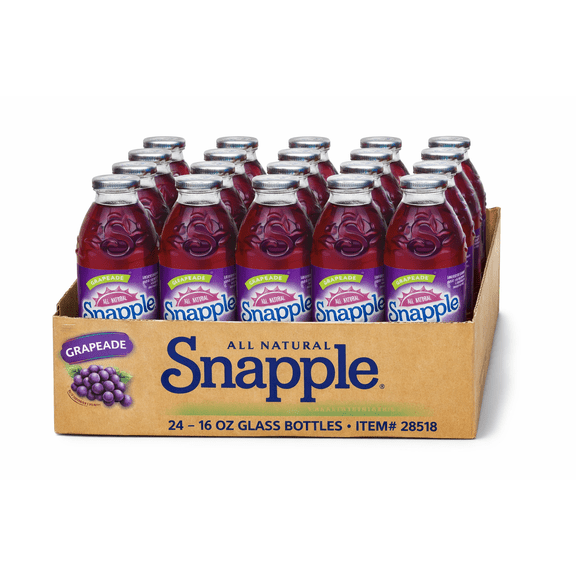 Snapple Grapeade Juice Drink 16 oz Glass Bottles 24 Pack