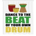 thumbnail image 3 of Drums Shower Curtain, Dance to the Beat of Your Own Drum Lettering Show Time Party Mood Musical Performance, Fabric Bathroom Set with Hooks, 69W X 70L Inches, Multicolor, by Ambesonne, 3 of 3