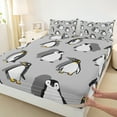thumbnail image 3 of Manfei Cute Penguin Twin Sheet Sets 3pcs for Kids Boys Girls, Wild Animal Twin Fitted Sheet, Antarctic Wildlife Flat Sheet, Luxury Bedroom Decor, 3 of 7
