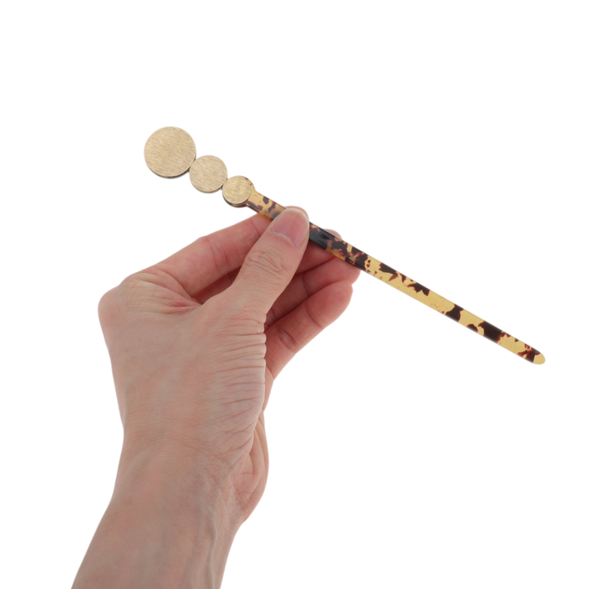 Unique Bargains Comfortable Three Circles Hair Chopstick for Women 1 Pc Brown, Yellow