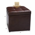 thumbnail image 3 of Costway 16''Cube Ottoman Pouffe Storage Box Lounge Seat Footstools with Hinge Top Red Brown, 3 of 10