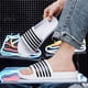 thumbnail image 2 of Zapatillas de marca para hombre y mujer, sandalias de verano a rayas para piscina, para parejas, tallas grandes, informales, para playa, para el hogar, para dormitorio, 2 of 6