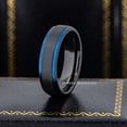 thumbnail image 3 of Jewelry Avalanche 2-tone Black & Blue Tungsten Carbide Wedding Band Mens Womens Stepped Edge, 6mm, Comfort Fit Ring size 11, 3 of 5