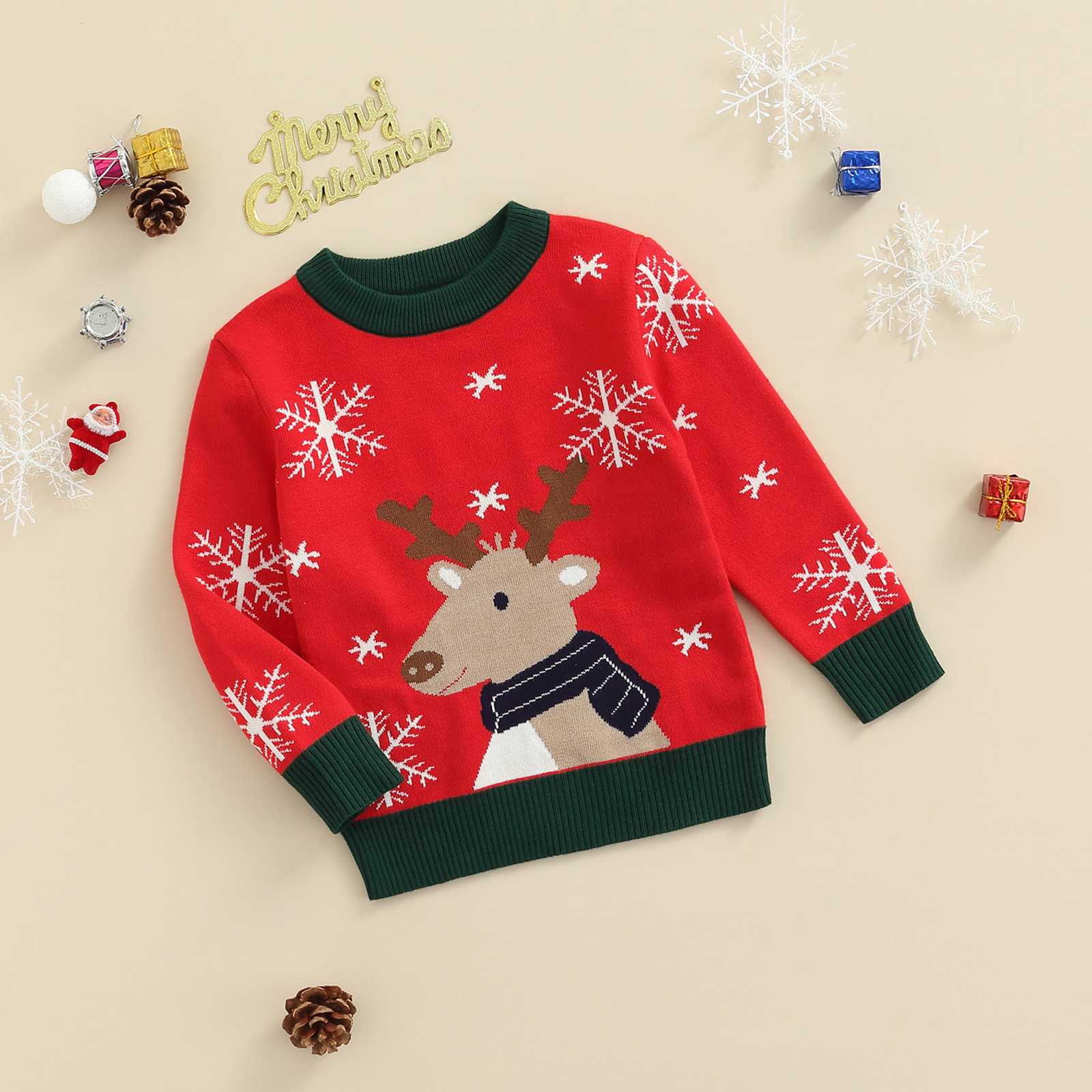 Imcute Kids Sweater, Snowflake Deer 