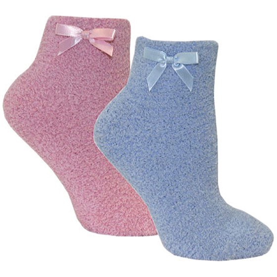 Women's Chenille Slipper Sock with Bow, 2-Pack - Walmart.com