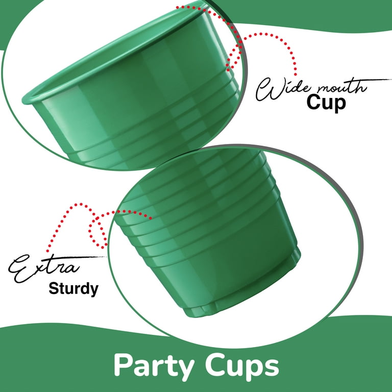 Exquisite Emerald Green Heavy Duty Disposable Plastic Cups, Bulk