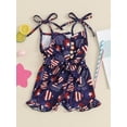 thumbnail image 5 of Hirigin 4th of July Toddler Girl Outfit Stars Stripe Flag Tie-Up Romper Overall Shorts 12M 18M 2T 3T 4T 5T Girls Fourth of July Clothes, 5 of 8