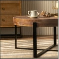 thumbnail image 6 of 33.86"Modern Retro Splicing Round Coffee Table, Fir Wood Table Top with Black Cross Legs Base, 6 of 12