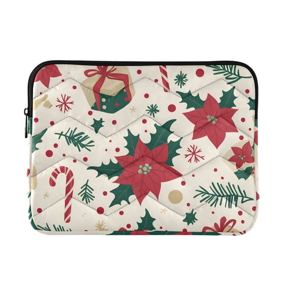 FORMRS 13"-13.3" Laptop Sleeve Protective Case Soft Carrying Quilted Computer Bag Cover, Christmas Floral