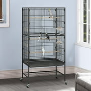 Dextrus 52" Large Rolling Metal Bird Cage,Metal Flight Cage with Rolling Stand for Large Canary, Finch, Parrotlet, Pigeons, African Grey Quaker