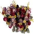 thumbnail image 6 of Fake Flowers Clearance! 7 Branch 21 Heads Artificial Flowers Bouquet Rose Wedding Home Decor Pack of 2 (Purple Coffee), 6 of 6