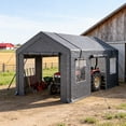 thumbnail image 2 of VENTOPYR Carport 10x20FT Heavy Duty Carport,Portable Car Garage with Side-Opening Door,Roll-up Windows,Grey, 2 of 7