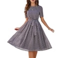 thumbnail image 3 of Stichou Women Summer 2026 Beach Dress Elegant Dot Print Long Sleeve Chiffon A Line Casual Sundress Gray XL, 3 of 5