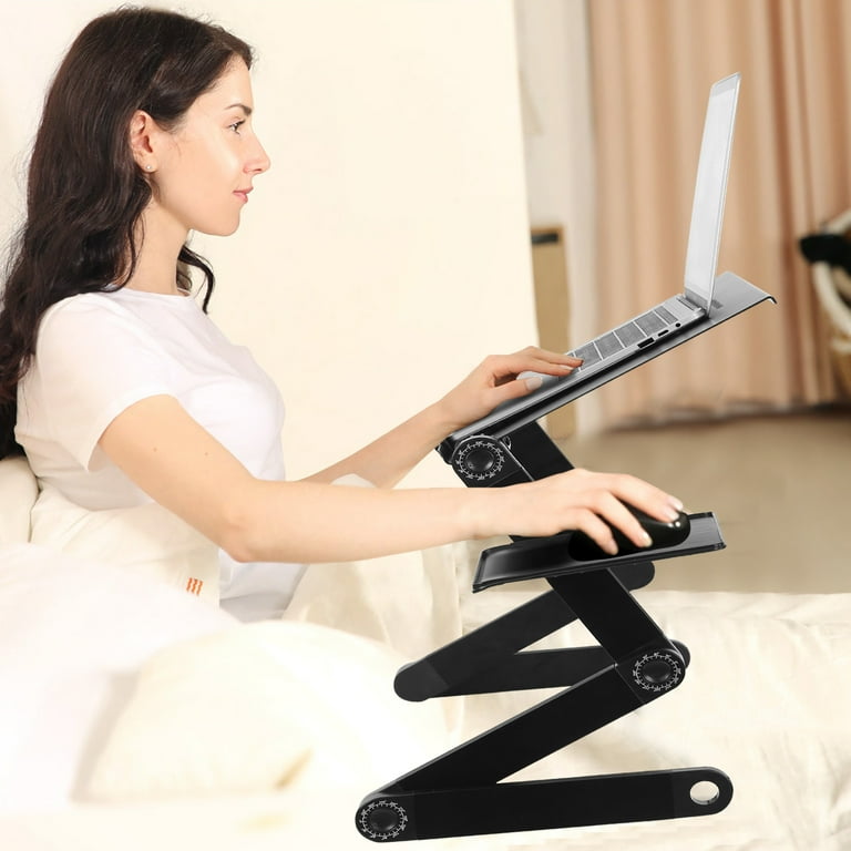 Foldable Lap Desk for Bed, Bed Tray Table with 4 USB Ports, Holder Slots,  Cup Holder and Drawer, Laptop Desk Table with Mini Lamp, Fan, Portable  Notebook Table Stand for Laptop, Tablet