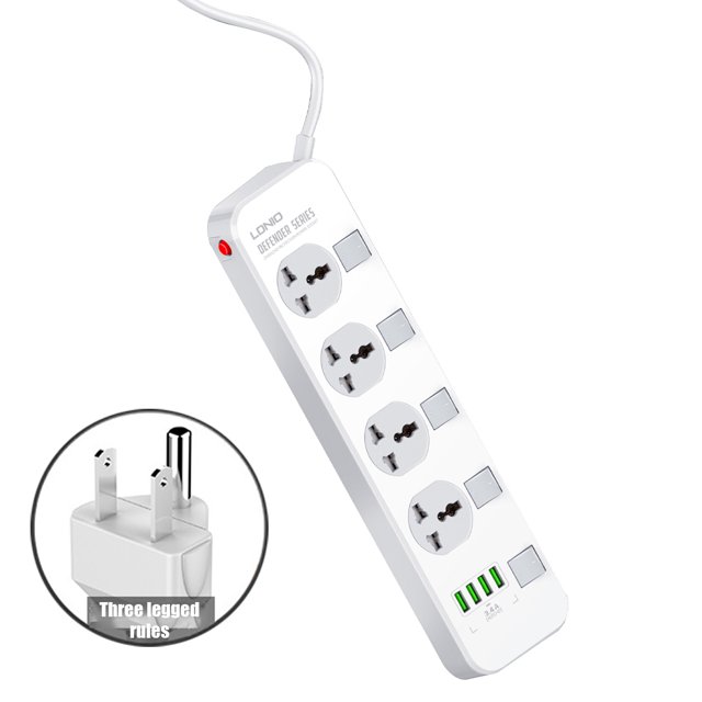 4 USB Power Strip Interruptor independiente Enchufe universal para teléfono Tableta Ordenador portátil Enchufe de EE. UU. De 3 pines tholdsy HA002565-00
