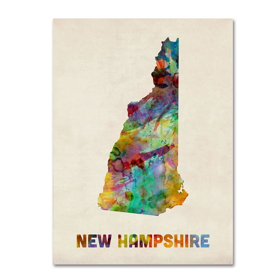 Trademark Fine Art "New Hampshire Map" Canvas Wall Art by Michael Tompsett