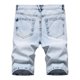 thumbnail image 3 of Puntoco Pantalones Cortos De Mezclilla Para Hombre Pantalones Cortos Midi Con Bolsillo Con Cremallera Y Botones De Ajuste Micro Elástico Azul Blanco Xxl (42),Pantalones Cortos Hombre, 3 of 8
