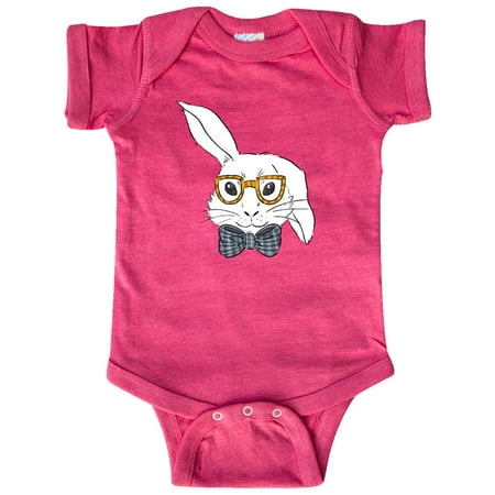 

Inktastic Cute White Bunny Wearing Glasses with Blue Bow Tie Gift Baby Boy or Baby Girl Bodysuit