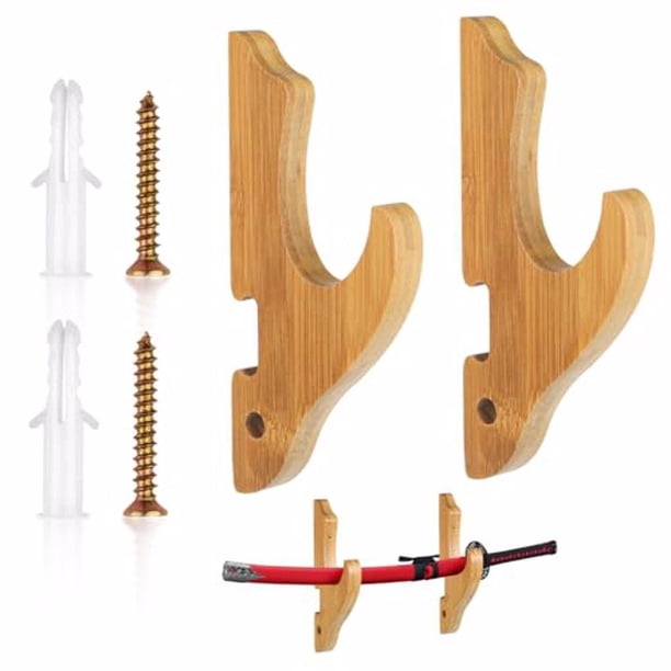 Inteprter Soporte para Katana de 2 piezas, estante para armas multiusos de fácil instalación, gancho para espada elegante, ahorro de espacio Almacenamiento y organización del hogar