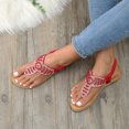 thumbnail image 7 of ZTTD Women Flat Sandals Summer Boho Rhinestone Dress Shoes Comfort Open Toe Elastic Ankle Strap Strapless Sandals Roman Sandals Red, 7 of 7