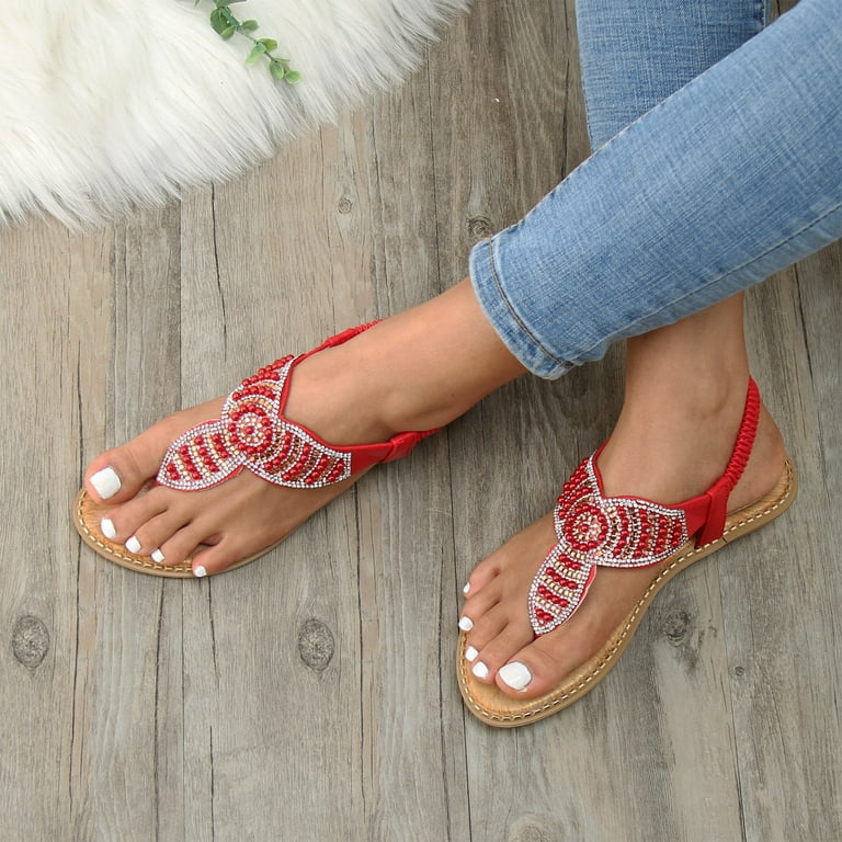 Red jeweled store sandals