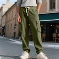 thumbnail image 7 of Corduroy Cargo Pants for Men Straight Leg Relaxed Fit Multi Pocket Drawstring Outdoor Work Pants, 7 of 7