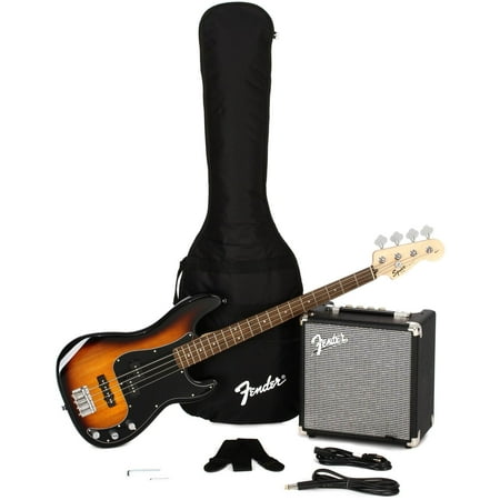Affinity Series™ Precision Bass® PJ Pack, Laurel Fingerboard, Brown Sunburst, with Gig Bag and Rumble 15