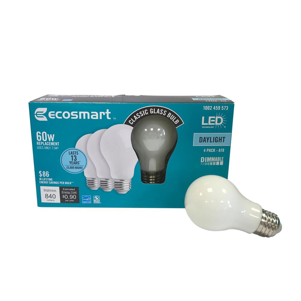 EcoSmart 60Watt Equivalent A19 Dimmable Energy Star Frosted Filament