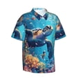 thumbnail image 2 of Daiia Colorful Underwater Plant Turtle Hawaiian Shirt for Men Gentle Cotton Regular Short Sleeve Casual-XX-Large, 2 of 9