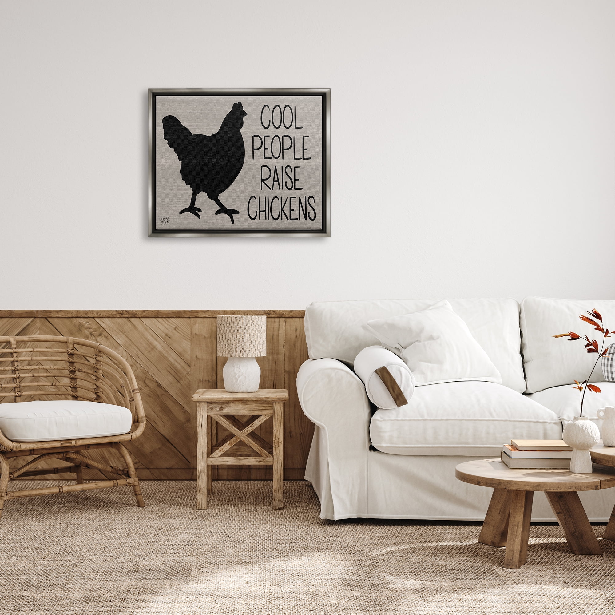 Stupell Cool People Raise Chickens Sign Animals & Insects Painting Gray Floater Framed Art Print Wall Art