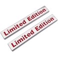 thumbnail image 1 of 2x Chrome Metal Limited Edition Logo Emblem Auto Badge 3D Premium Car Rear Trunk Sticker Side Fender Decal (Silver&Red), 1 of 8