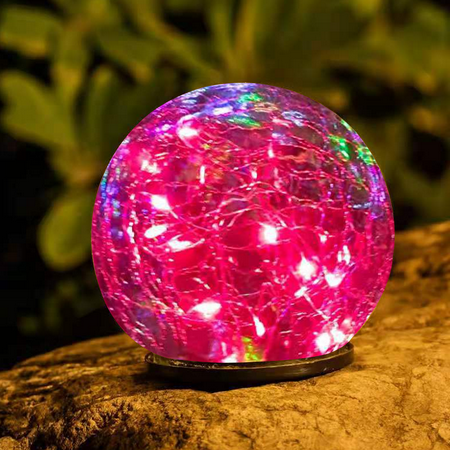 

Garden Solar Lights Cracked Glass Ball Waterproof LED For Outdoor Passage Walkway Yard Lawn Multicolor 10cm