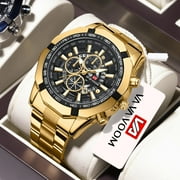 Sports Mens Quartz Watch VA VA VOOM New Black Stainless Steel Waterproof Hollow Out Luminous Military Mannish Wristatches