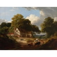 thumbnail image 2 of Robert Ladbrooke 24x19 Black Ornate Framed Double Matted Museum Art Print Titled: Barnyard Scene, 2 of 5