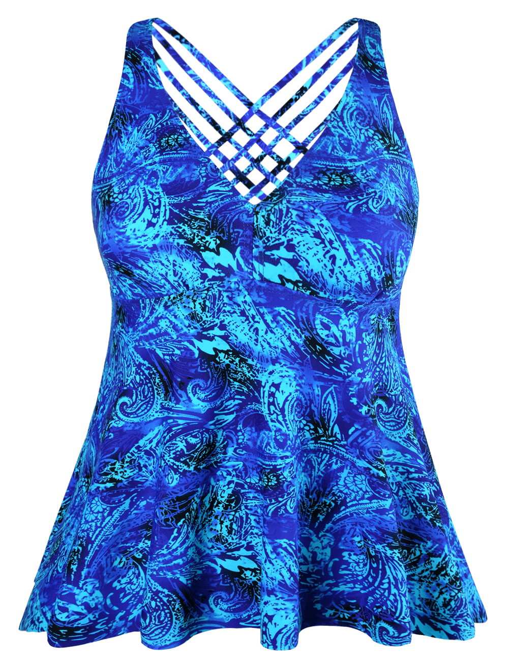 Firpearl Women's Tankini Swimsuits Cross Back Flowy Swim Tops Modest Swimwear