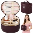 thumbnail image 5 of Travel Makeup Bag for Women, Large Capacity Cosmetic Organizer with Removable Liner, Waterproof PU Leather Toiletry Bag, Portable Cosmetic Case for Skincare Brushes Accessories, 5 of 8
