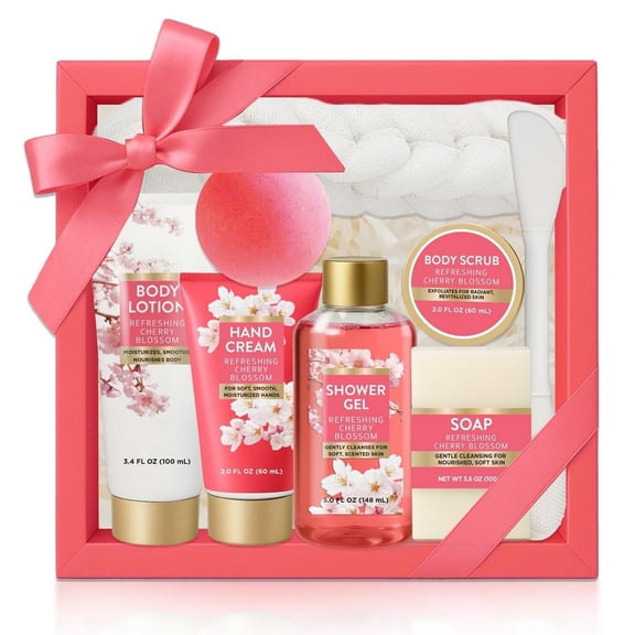 Spa Luxetique Bath Gift Sets for Women, 8 Pcs Cherry Blossom Valentines Day Birthday Gifts for Her