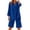 Dark Blue, variant on Lounge Sets for Women, Linen Sets for Women 2 Piece, Womens Short Sets, Loungewear, Gauze Sets for Women 2 Piece, Blue XXL