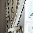 thumbnail image 5 of Big Saving! Geometric Semi-Blackout Window Curtains 1 Panel Bohemian Style Cotton Linen Darkening Curtains with Black Bordered Tassel Rod Pocket Window Drapes for Living Bedroom,59W x 94.5L Inch, 5 of 10