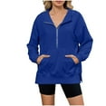 thumbnail image 3 of QATAINLAV Womens Half Zip Hoodies Solid Casual Side Slits Pullover Workout Tops Fall Winter Long Sleeve Hooded Sweatshirts with Pocket, Blue, XL, 3 of 8