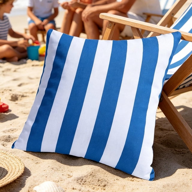 Funda de almohada impermeable para exteriores con patrón de rayas geométricas, 45 cm/17.7 pulgadas, tela resistente al agua para uso interior y exterior, diseño colorido y brillante.