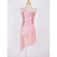 thumbnail image 3 of iiniim Kids Girls Sequins Asymmetrical Sleeveless Camisole Lyrical Dance Dress Ballet 6-16 Pink 14, 3 of 7