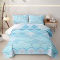 thumbnail image 2 of Manfei Mermaid Fish Tail Twin Quilt Set, Sea Princess Theme Twin Coverlet Set, Light Blue, 2 Pieces, 1 Bedspread and 1 Pillowcase, 2 of 7