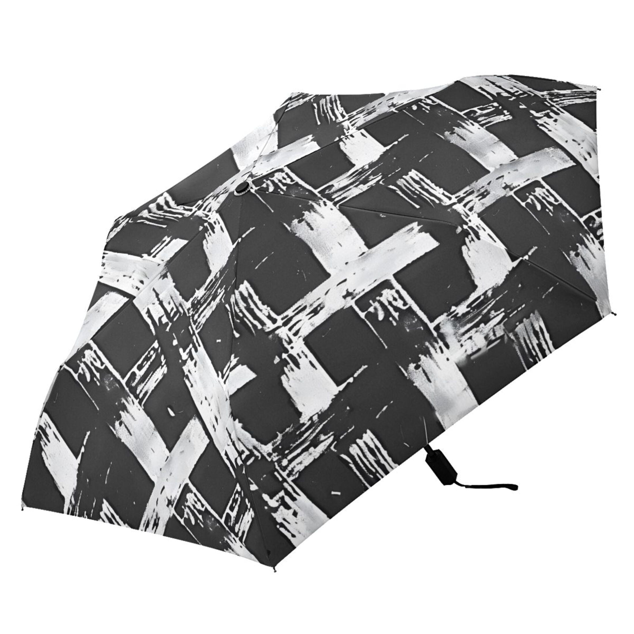 Black and White Basket Compact Sun Umbrella Windproof Travel Umbrellas for Rain Strong Portable UV Protection