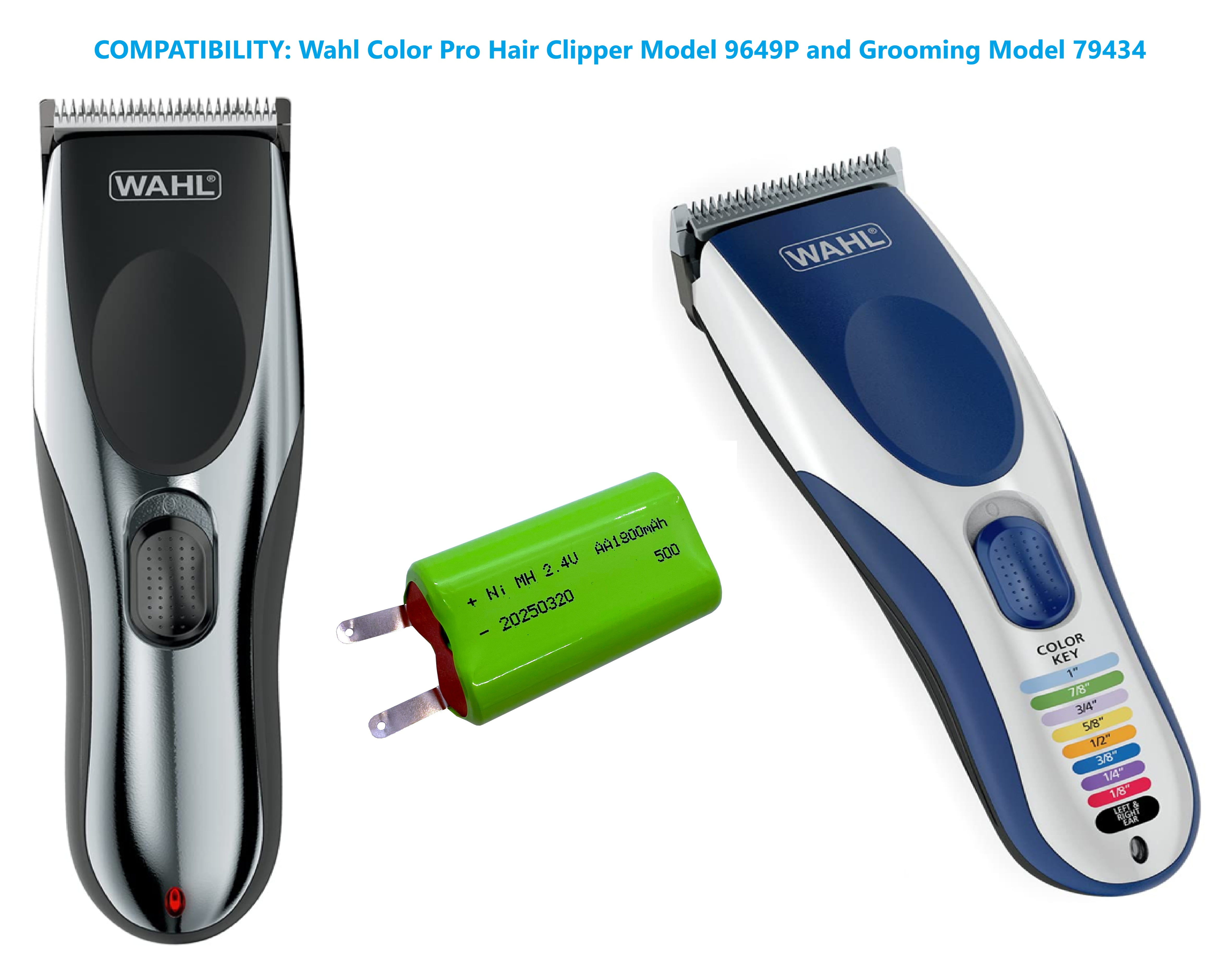 Battery for Wahl Color Pro Hair Clipper Model 9649P and Grooming