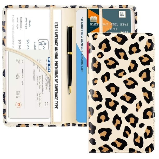 Funda de piel sintética CoBak para matrícula y seguro de coche, 24 x 13 cm