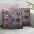 thumbnail image 3 of Qinduosi Throw Pillow Cover Pink Soft Colored Fish Squama Traditional Japanese Seamless Pattern Decorative Square Pillow Case for Home Bedroom Living Room Cushion Cover White, 3 of 5
