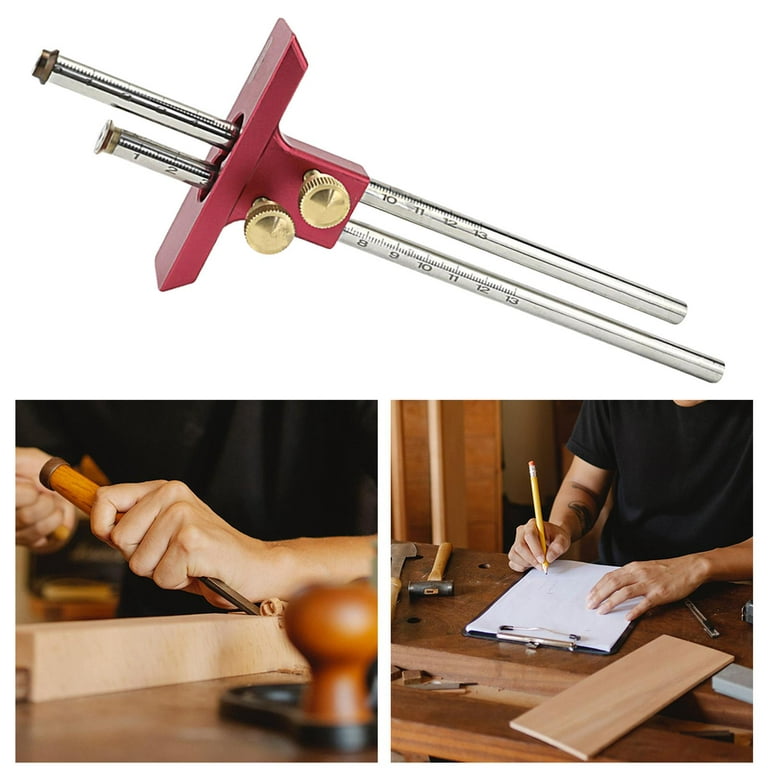 Aluminum Alloy Woodworking Scriber Scriber Ruler Measuring Tool Adjustable  DIY Linear Scriber Wood Marking Gauge for Carpentry - 