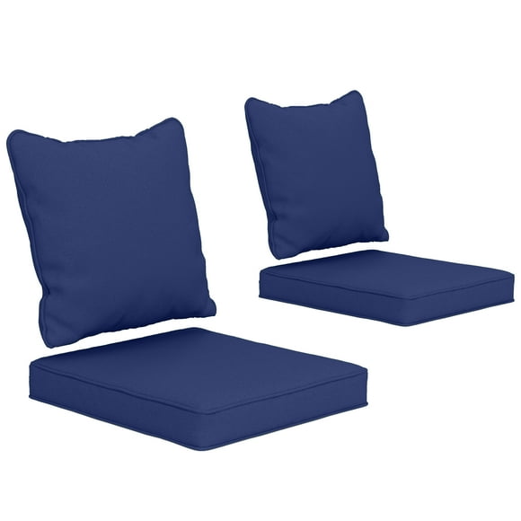Outsunny Outdoor Chair Cushions with Backrest for Garden Patio, Dark Blue