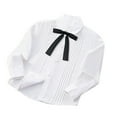 thumbnail image 4 of ZACPNCV Uniform Shirts for Girls Ruffle Princess Lace Collar Long Sleeve Button Down Bowknot Blouse Black 6-8 Years, 4 of 5